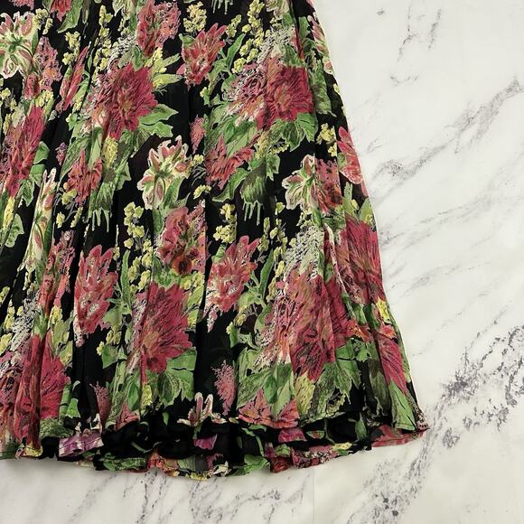 Coldwater Creek Vintage y2k Reversible Midi Skirt Size XL P Black Pink Floral - Picture 12 of 16